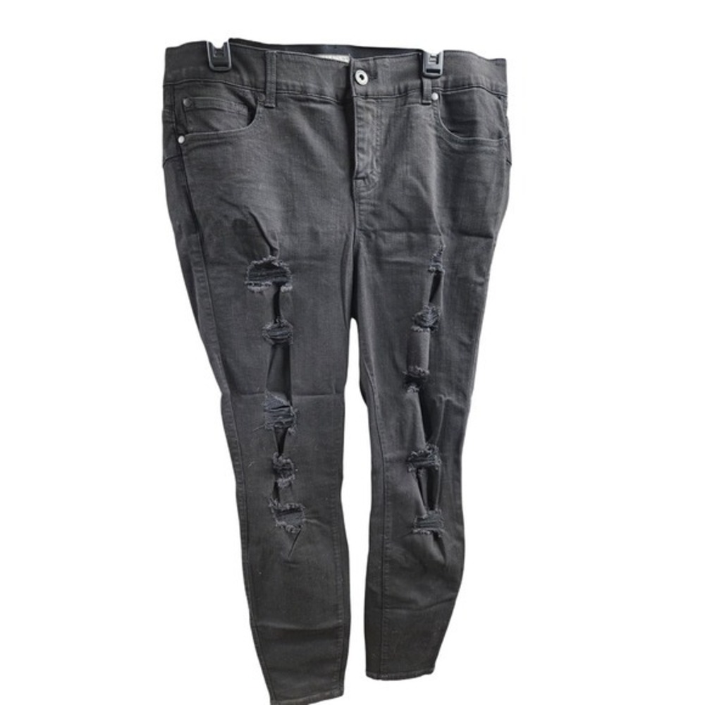 Torrid Black Distressed Ripped Skinny Jeans Size 18 T